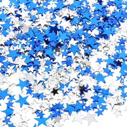 Hestya 60g Star Confetti Glitter Table Confetti Metallic Foil Stars for Party Wedding Festival Decorations(Blue Silver,10mm and 6mm)...