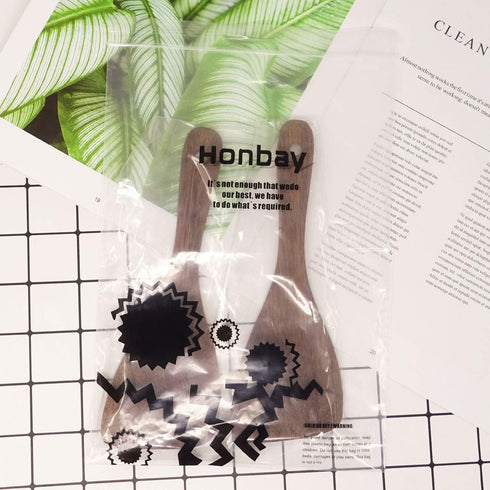 Honbay 2PCS Wooden Rice Spoon Rice Paddle Rice Cooker Spatula Kitchen Cooking Spoons for Kitchen (oblique head)...