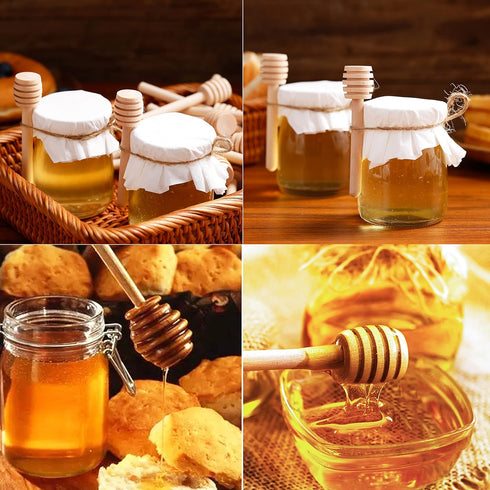 25 Pcs Honey Sticks Dipper, 3 inch Mini Wooden Honeycomb Stick, Small Honey Spoons Stirrer Stick for Honey Jar Dispense Drizzle Honey and Wedding ...