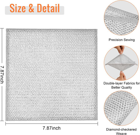 6pcs Double Layer Multifunctional Non-Scratch Wire Dishcloth, Multipurpose Wire Dishwashing Rags Wire Cleaning Cloths Wire Dish Towels for Sinks, ...