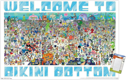Trends International Nickelodeon Spongebob - Every Character Ever 19 Wall Poster, 22.375" x 34", Premium Poster & Mount Bundle...
