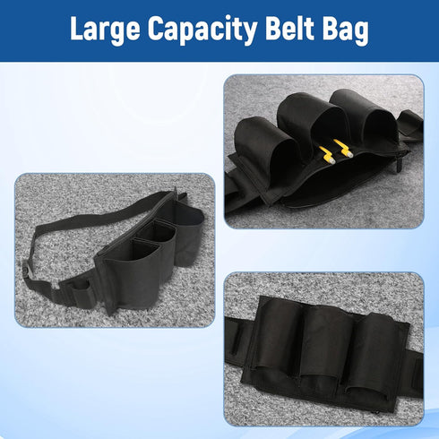 Tool Pouch Waist Belt Bag House Cleaning Tool Belt Multipurpose Tool Belt Carrying construction Tool Belt for Housekeeping Gardening, Black...