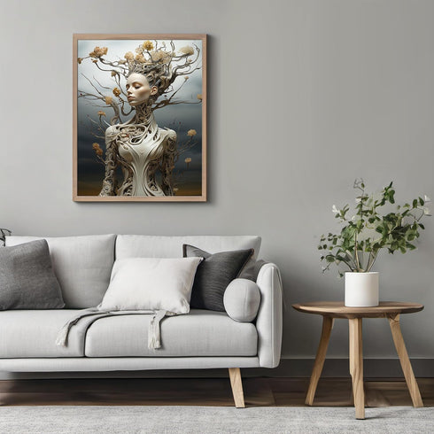 Posterizer 1 pcs-Woman Transforms into Floral Form-Abstract & Modern Art-Fantasy & Fiction Art-Gift for Art Lovers-Decor for Home & Office- UNFRAM...