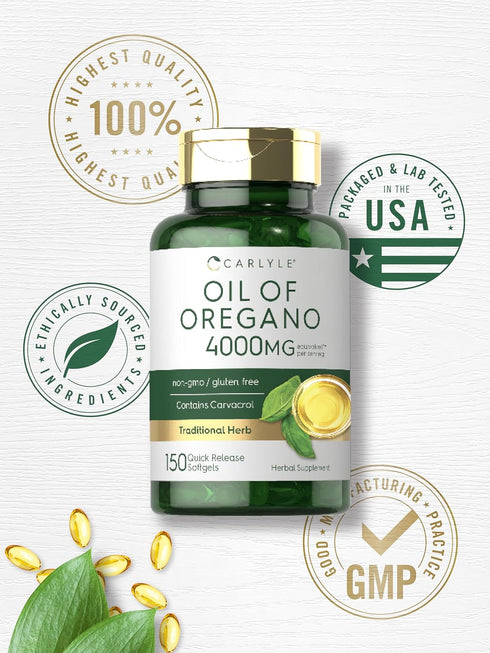 Carlyle Oregano Oil Extract | Max Potency | 150 Softgel Capsules | Non-GMO and Gluten Free Formula | Contains Carvacrol...
