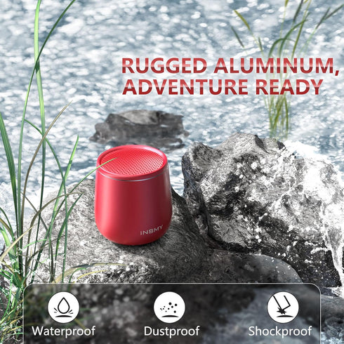 INSMY Small Bluetooth Speaker, Waterproof Mini Portable Wireless Speaker, Punchy Bass Rich Audio Stereo Pairing, Handheld Pocket Size, Built in Mi...