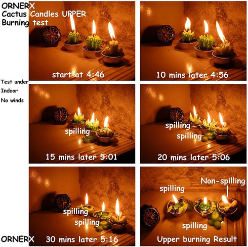 Ornerx 1.5" Cute Cactus TeaLights 6 PCS Succulent Decorative Candles...