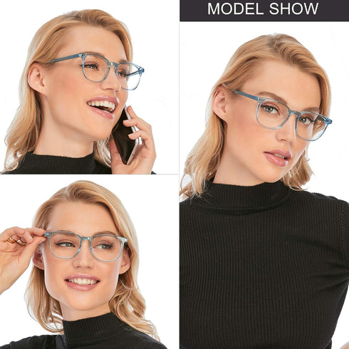 Computer Reading Glasses Blue Light Blocking - 2 Pack Fashion Round Anti UV glare Eyestrain Gaming Readers Glasses Women Men, 1.0...