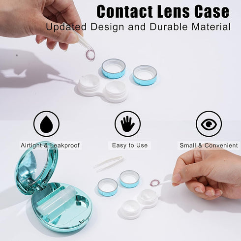 Contact Lens Case?Portable Travel Contact Lens Box with Mirror Tweezers Remover Tool Solution Bottle for Travel & Home...