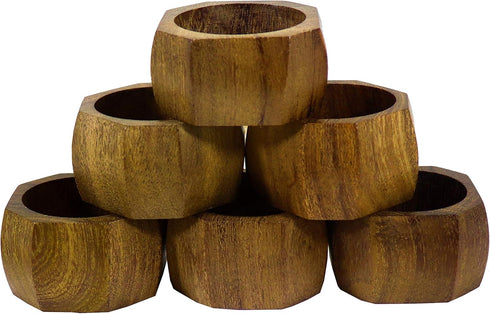 Wooden Napkin Rings Set of 6 for Dinning Table Decor | Wood Napkin Holder Set of Six for Dinner Table Decoration | Napkin Ring for Home and Kitche...