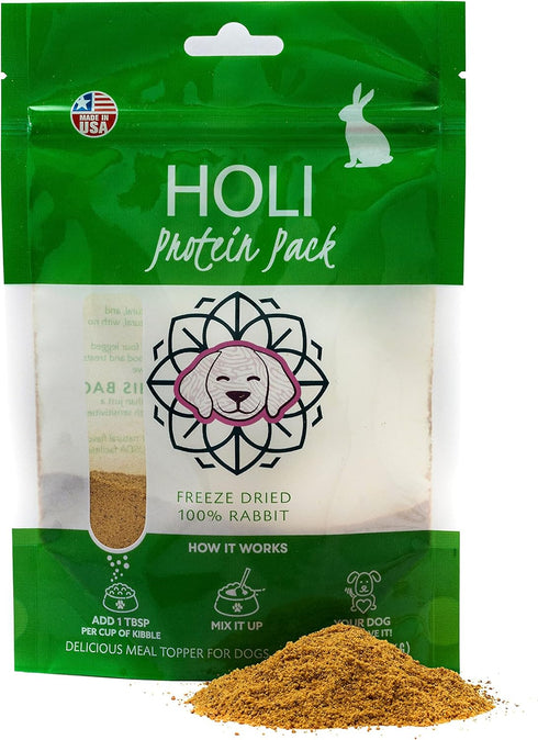 HOLI Rabbit Single Ingredient Dog Food Protein Topper - Made in USA – Human-Grade Freeze Dried Dog Food Mix in Topping – Grain Free, Gluten Free –...