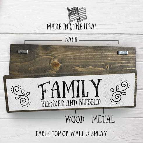 Family Wood Signs (Medium - Wood And Metal, Family - Blended And Blessed)...