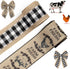 2 Roll 10 Yards Farm Ribbons, 2.5" Rooster Wired Edge Burlap Ribbon Black White Buffalo Plaid Ribbon Farm Fresh Gift Wrapping Ribbon for Home Part...