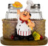 Salt and Pepper Shakers Set,Sitting Chef Decorative Statue Spice Organizer,Glass Spice Jars with Holder Figurine Gift for Family,Kitchen,Restauran...
