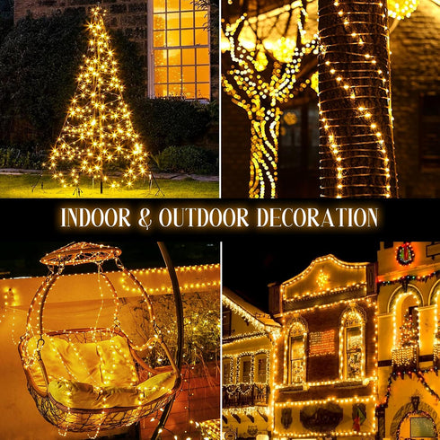 Areker Christmas Lights Outdoor Warm White,500LED 82FT, Christmas Tree Lights Indoor, IP65 Waterproof with 8 Modes, Xmas Rope Lights for Indoor Ho...