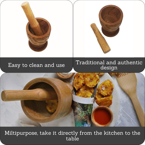IMUSA USA Small Wood Mortar & Pestle...