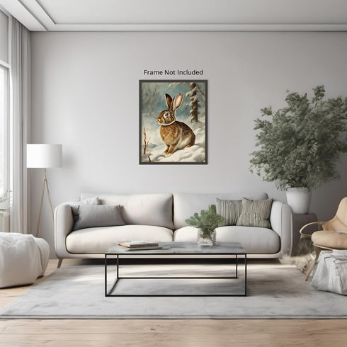 Posterizer 1 pcs-cute bunny in snowy winter scene -3-Art for Animal Lovers-Landscape & Nature Art-Decor for Home & Office- unframed wall art...