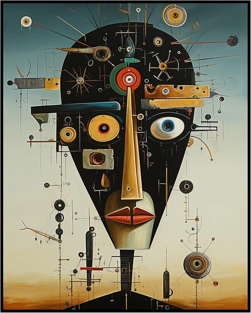 Posterizer 1 pcs-abstract futuristic steampunk head-Abstract & Modern Art-Fantasy & Fiction Art-Gift for Steampunk or Goth Fans-Decor for Home & O...
