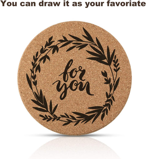 Boao 6 Pcs 6 Inch Round Absorbent Cork Coasters Wooden Cork Plant Coasters for Home, Drinks Coffee Table Dining Wooden Table Desk...