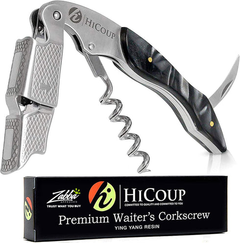 Hicoup Wine Opener - Professional Corkscrews for Wine Bottles w/Foil Cutter and Cap Remover - Manual Wine Key for Servers, Waiters, Bartenders and...