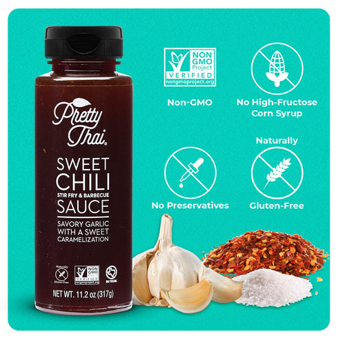 Pretty Thai Sweet Chili Sauce, Gluten Free Certified Non-GMO Authentic Vegan Stir Fry, BBQ Condiment, Dipping Sauce, Rice Seasoning, 100% Natural...