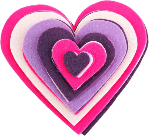 Playfully Ever After 1 to 6 inch Multi-Size Color Pack 24pc Felt Hearts (Pink/LightPink/Purple/Darkpurple)...