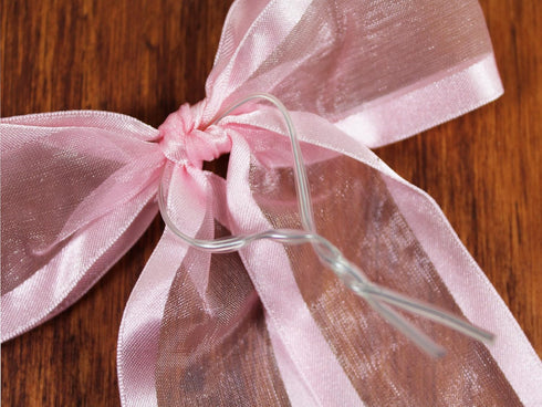 Light Pink Pre-Tied Organza Bows With Twist Ties. Pack of 12 Satin-Edged Fabric Bows Made of 1-1/2" Ribbon. Bow Measures 4" Wide (12, Light Pink)...
