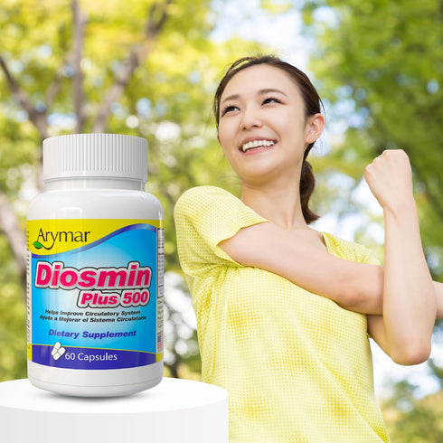 Arymar Diosmin Plus 500 – Circulatory Support Supplement with Hesperidin & B-Complex – 60 Capsules...