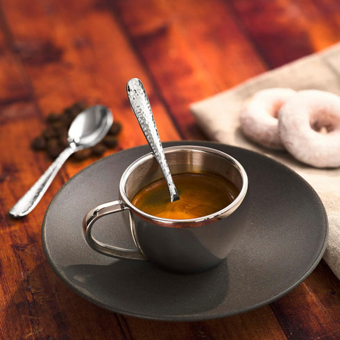 Hudson Essentials Hammered Demitasse Espresso Spoons, 4.6-inch Mini Coffee Spoons, 18/10 Stainless Steel Small Spoons for Dessert, Coffee, Tea, Se...