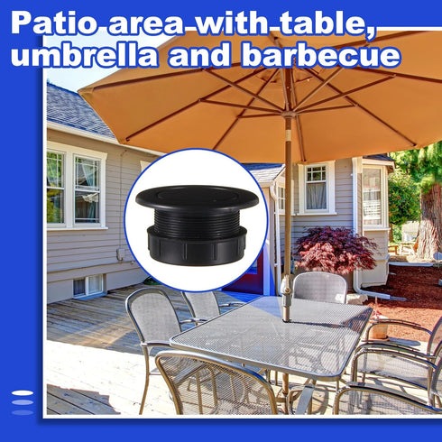 Sadnyy 2 Sets Parasol Umbrella Hole Ring Plug and Cap Set Outdoors Deck Table Hole Cover Insert Thicker Umbrella Plug for Patio Table Yard (Black)...