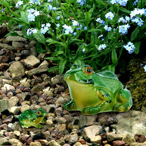 2pcs Frog Statues, 2 Sizes Resin Frogs Garden Miniatures Decor Lifelike Frog Miniature Figurines Animals Ornament for Garden Landscape Dollhouse D...