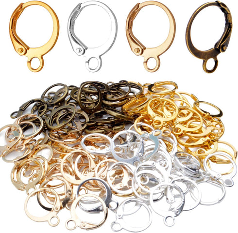 Hypoallergenic Earring Hooks, 120 Pieces Brass Lever Back Earring Round French Hook Ear Wire with Open Loop for Earring Designs Jewelry Making - 4...