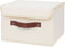 ANMINY Storage Bin with Lid Storage Boxes with PU Leather Handles PP Plastic Board Decorative Foldable Lidded Cotton Linen Fabric Home Cubes Baske...