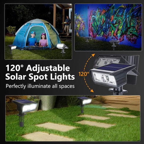 Toodour Solar Spot Lights Outdoor, 2 Pack Solar Lights Outdoor with 2 Modes, Waterproof Solar Powered Flood Lights Landscape Lighting for Yard Gar...