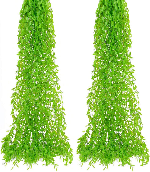 PASYOU Artificial Hanging Vines, Fake Simulation Weeping Willow Plants Decor Greenery Leaves Ivy for Wedding Indoor Outdoor Home Garden Balcony Pa...