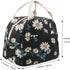 EurCross Women's Lunch Bags for Work with Chic Floral Daisy Pattern,Canvas Stylish and Insulated Black Lunch Tote Bento box Bag Carrier of On-the-...