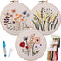 3 Sets of Beginner Embroidery Kits with 3 Patterns and 6 Needles, Needlepoint Kits for Adults,Including Embroidery Floss,3 Plastic Hoops and 3 Cot...