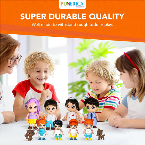 FUNERICA Dollhouse People Figures Playset - Adorable Dollhouse Family Members with Pets, Doctor, and Nurse. Little People Figures Doll House Acces...