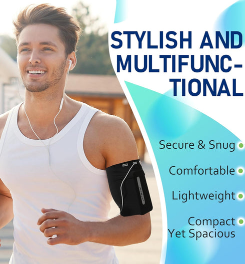 HiRui Running Armband Sleeve Universal Sports Armband Cell Phone Holder Armband for Exercise Workout, Compatible with iPhone 16/15/14/13/Plus/Pro ...