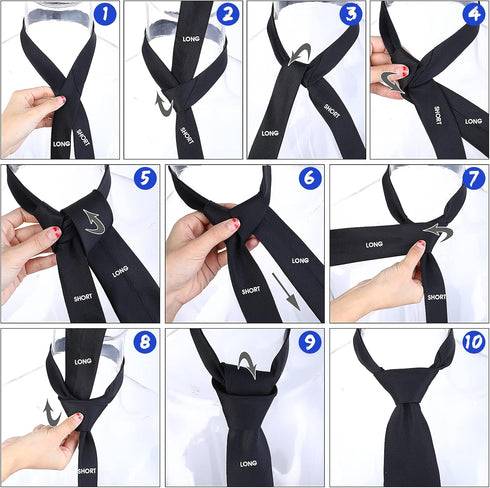 Yolev Black Tie Men's Ties Solid Uniform Pre-tied Adjustable Neck Strap Tie for Wedding Graduation School Uniforms...
