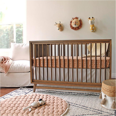 Crane Baby Soft Cotton Crib Mattress Sheet, Fitted Sheet for Cribs and Toddler Beds, Copper Dash, 28”w x 52”h x 9”d...