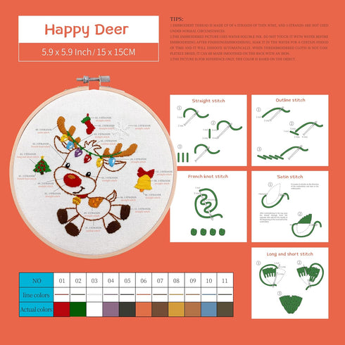 4 Pack Embroidery Starter Kit with Pattern for Beginners, Beginner Embroidery Kit for Adults, Cross Stitch Kits Hand Embroidery Kit Needlepoint Ki...