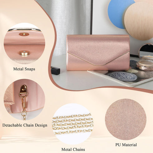 Ladies Evening Clutch Bag Envelope Handbag Prom Bridal Wedding Party Purse with Detachable Chain...