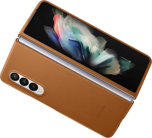 Samsung Galaxy Z Fold 3 Phone Case, Leather Protective Cover, Heavy Duty, Shockproof Smartphone Protector, US Version, Camel,EF-VF926LAEGUS...