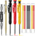 Hiboom 8 Pack Carpenter Pencil Set, 3 Colorful Solid Carpenter Pencils with Sharpener and Refills, Automatic Center Punch, Carbide Scribe Tool Kit...
