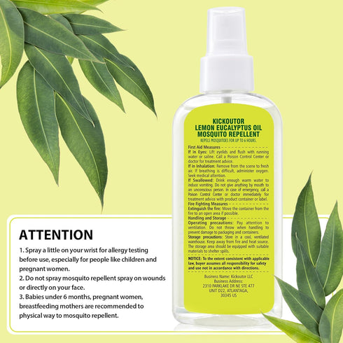 Mosquito Repellent Spray for Body 4 Fl Oz Lemon Eucalyptus Essential Oil Insect Bug Spray Natural DEET Free Anti Mosquito Tick Gnat Fly Control fo...