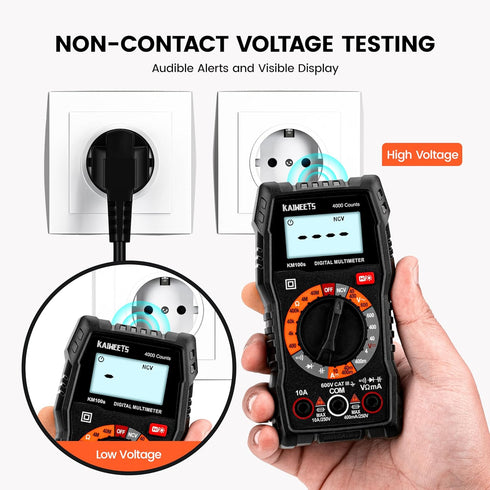 KAIWEETS Digital Multimeter 4000 Counts, Voltage Tester with Accurate Ohm Volt Amp Readings, DC/AC Voltmeter Clearly Measures Resistance Continuit...