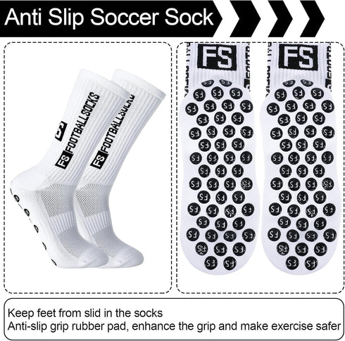 3 Pairs Non Slip Sport Soccer Socks Anti Slip Football Socks Unisex Athletic Sports Socks with Rubber Dots Breathable Basketball Socks for Footbal...