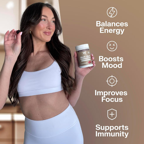 VitaHustle Super Mushroom Mood + Mind Focus Gummies, Lions Mane Mushrooms, Reishi, Chaga, Cordyceps, Vegan, Low Sugar, Non GMO, Cherry Flavor, 50 ...
