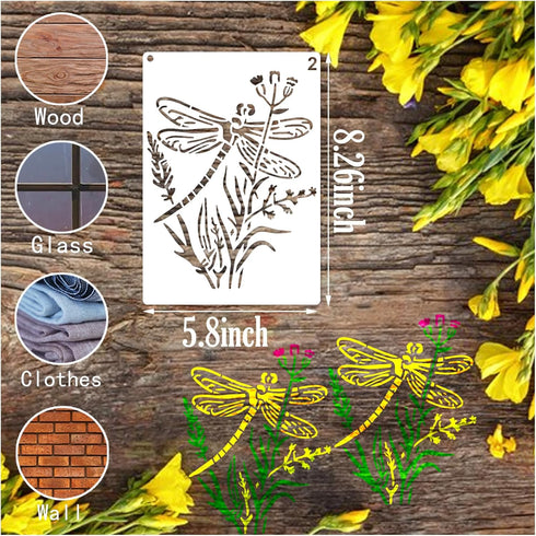 Dragonfly Stencils for Painting on Wood Crafts Reusable Grass Dragonfly Stencil Art Paint on Wall Canvas Pattern Believe Paint Stencils for Card M...