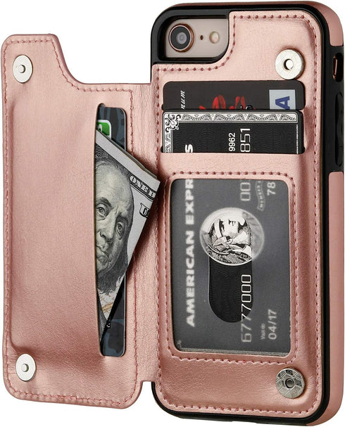 ONETOP for iPhone SE(2022) iPhone SE(2020) iPhone 7/8 Wallet Case with Card Holder, Premium PU Leather Kickstand Card Slots, Double Magnetic Clasp...